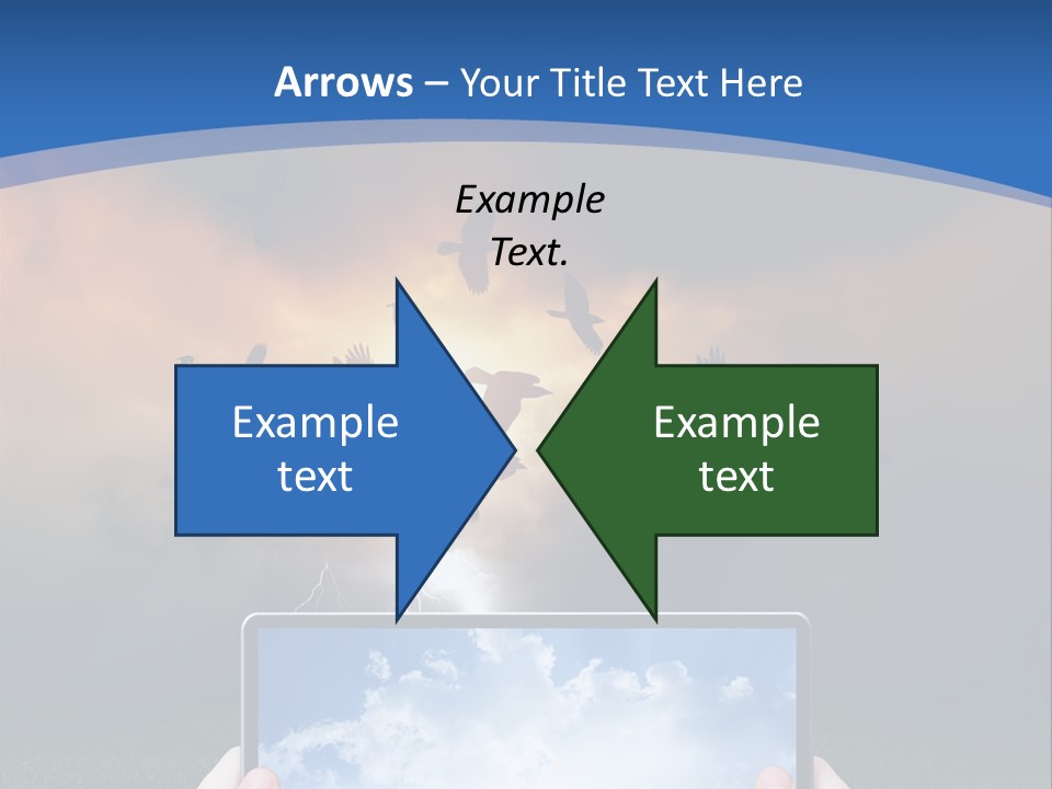 A Person Holding A Tablet With A Sky Background PowerPoint Template