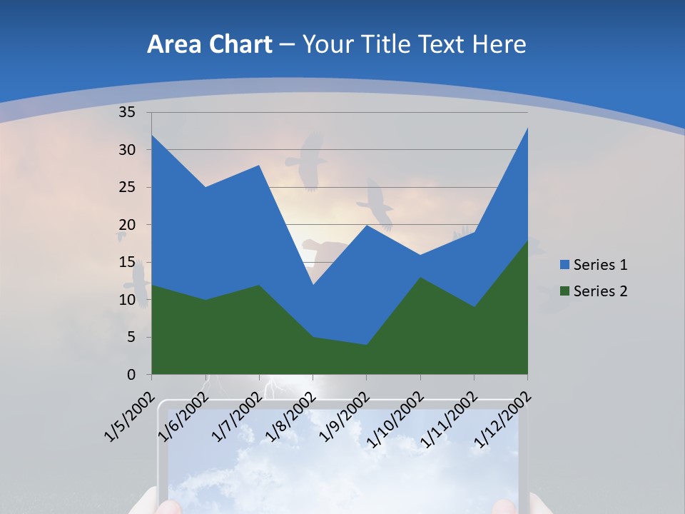 A Person Holding A Tablet With A Sky Background PowerPoint Template