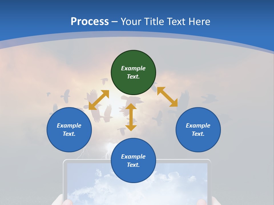 A Person Holding A Tablet With A Sky Background PowerPoint Template