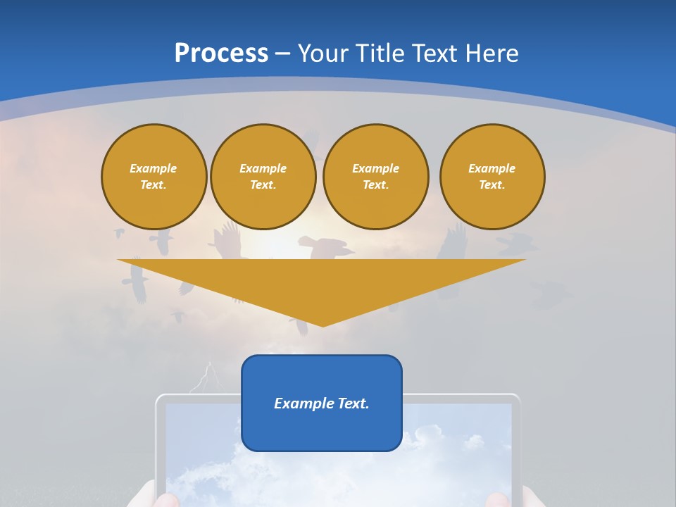 A Person Holding A Tablet With A Sky Background PowerPoint Template
