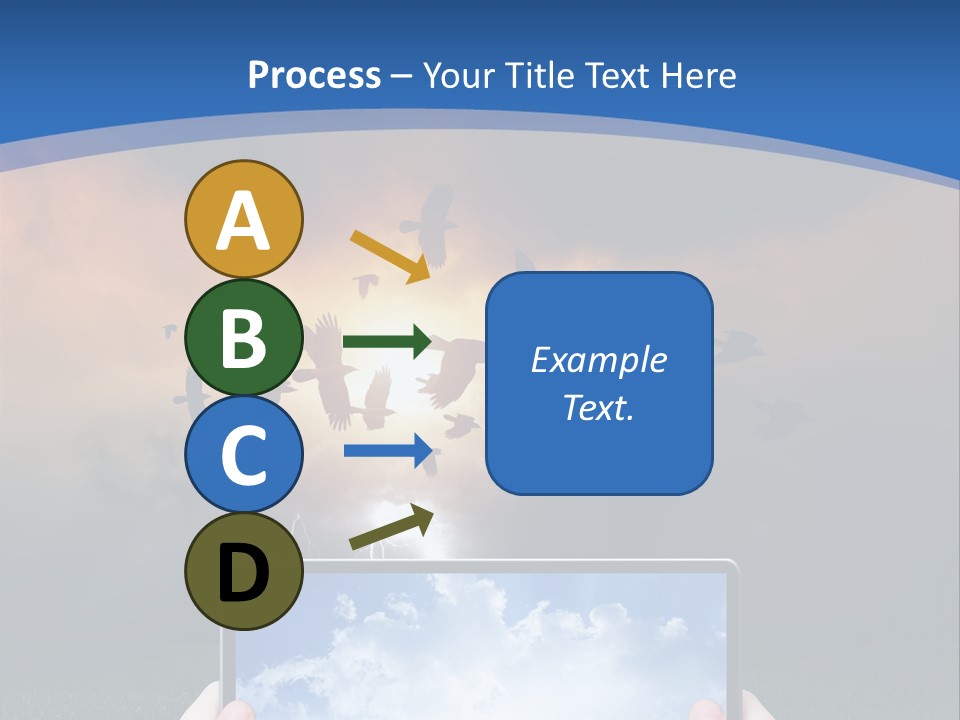 A Person Holding A Tablet With A Sky Background PowerPoint Template