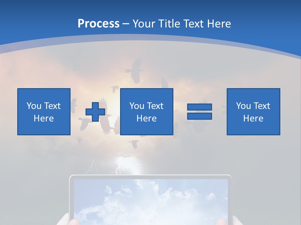 A Person Holding A Tablet With A Sky Background PowerPoint Template