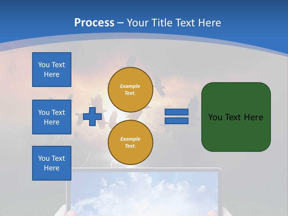 A Person Holding A Tablet With A Sky Background PowerPoint Template