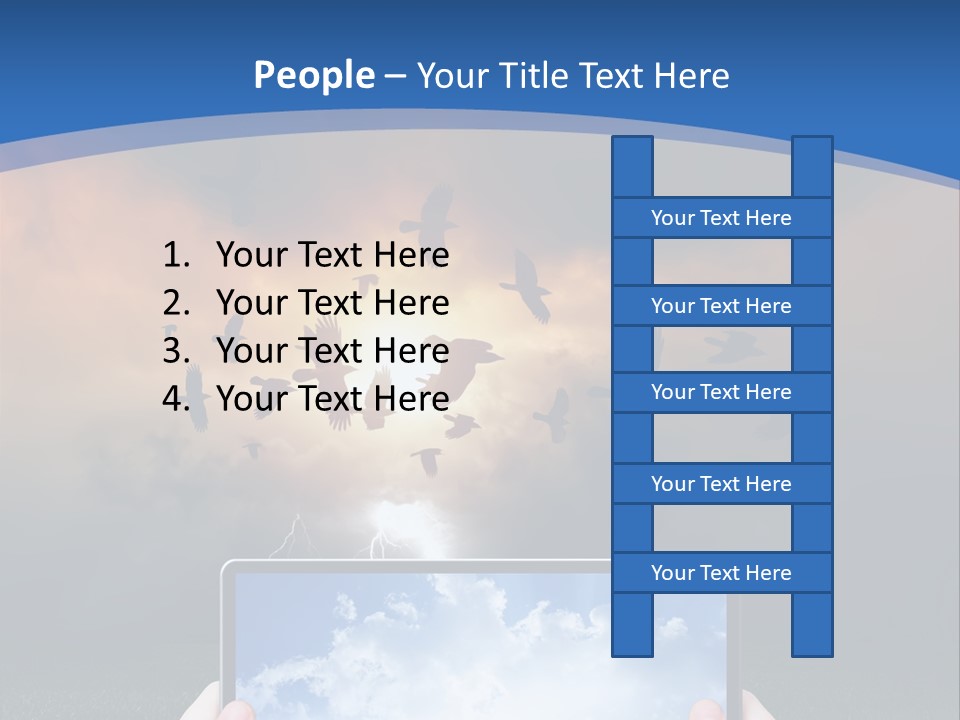 A Person Holding A Tablet With A Sky Background PowerPoint Template