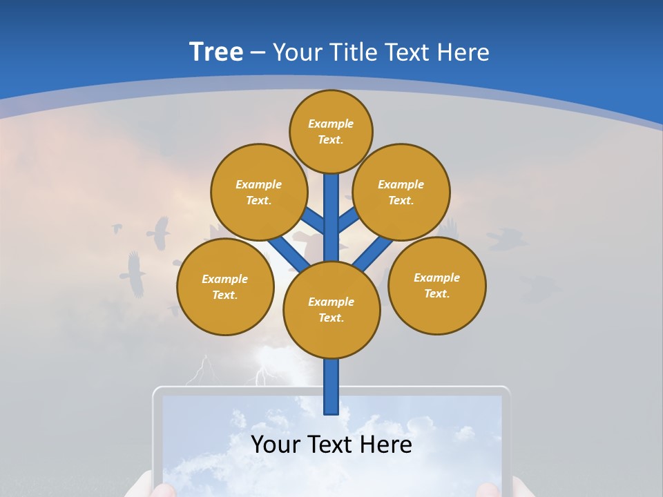 A Person Holding A Tablet With A Sky Background PowerPoint Template