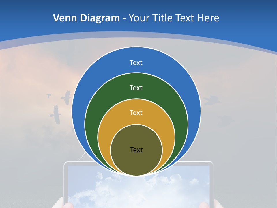 A Person Holding A Tablet With A Sky Background PowerPoint Template