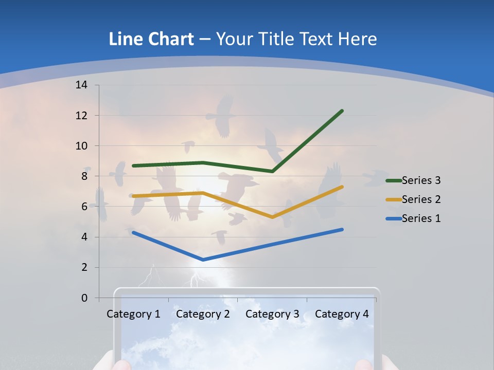 A Person Holding A Tablet With A Sky Background PowerPoint Template
