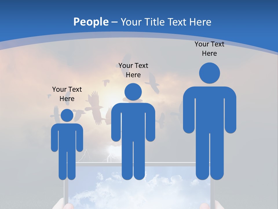 A Person Holding A Tablet With A Sky Background PowerPoint Template