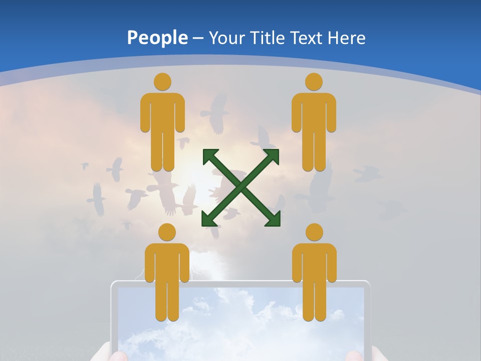 A Person Holding A Tablet With A Sky Background PowerPoint Template