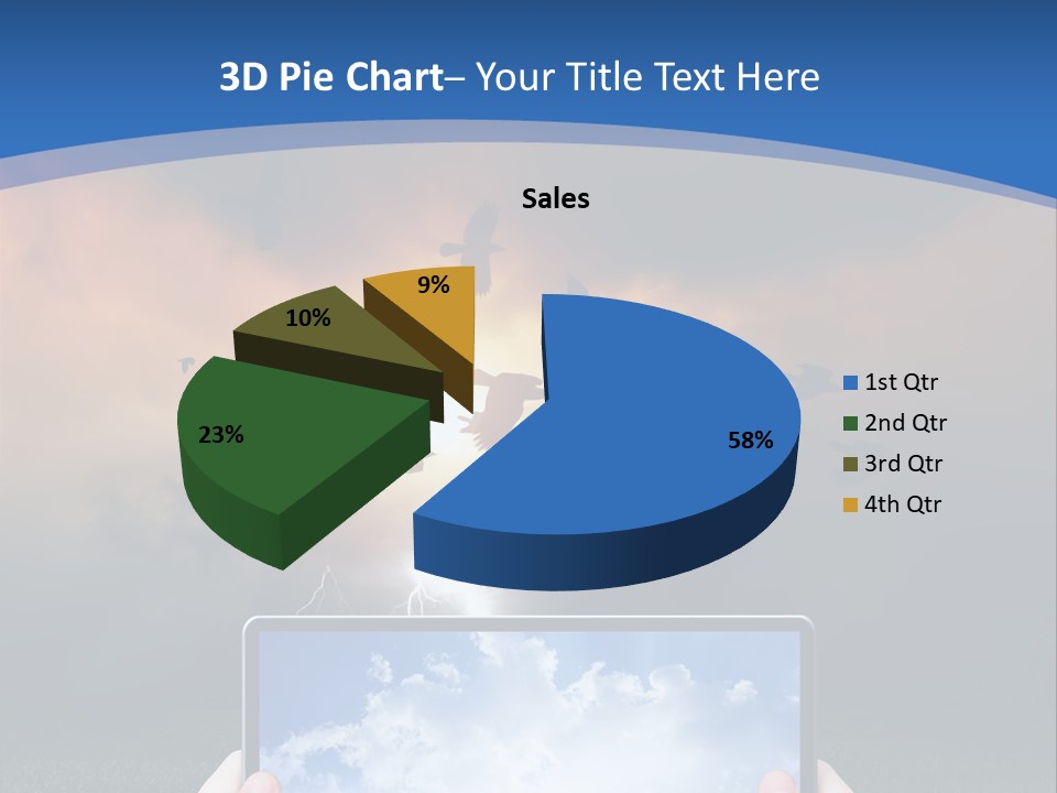 A Person Holding A Tablet With A Sky Background PowerPoint Template