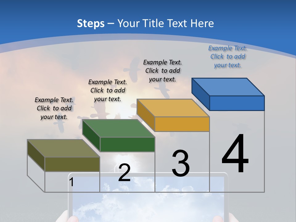 A Person Holding A Tablet With A Sky Background PowerPoint Template