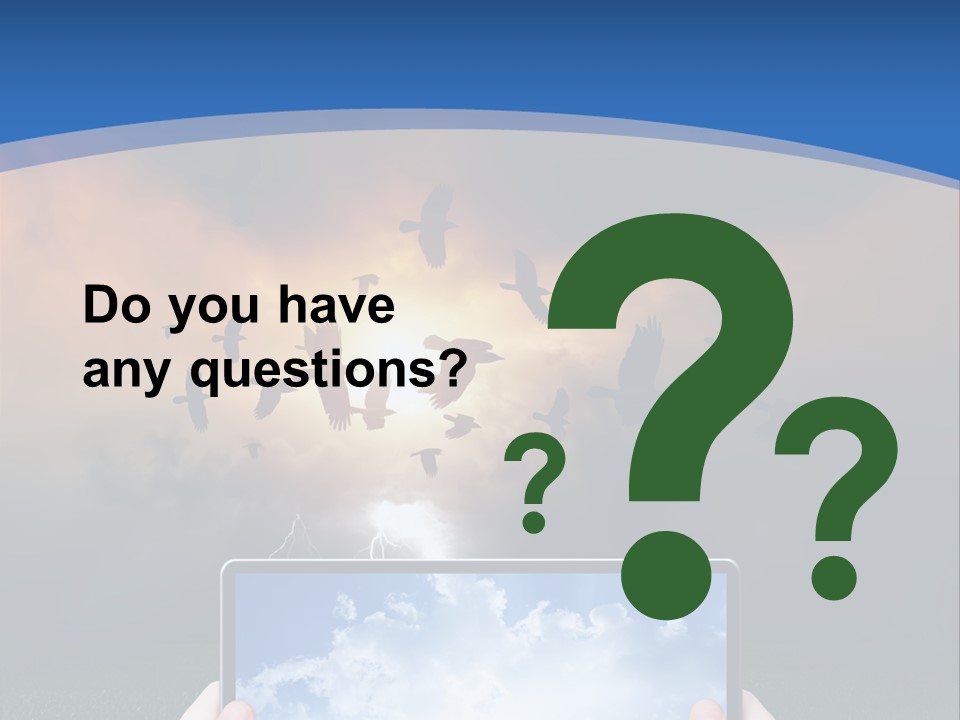 A Person Holding A Tablet With A Sky Background PowerPoint Template