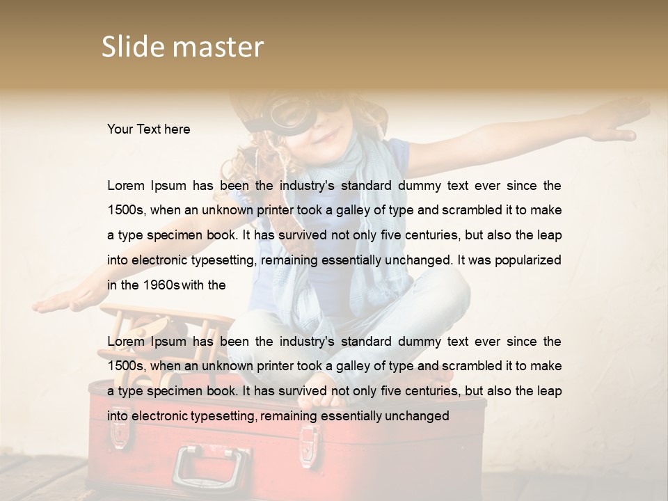 A Little Girl Sitting On Top Of A Suitcase PowerPoint Template