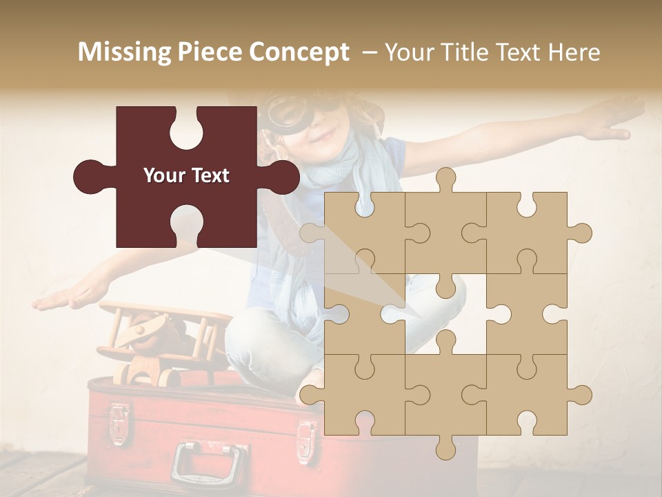 A Little Girl Sitting On Top Of A Suitcase PowerPoint Template