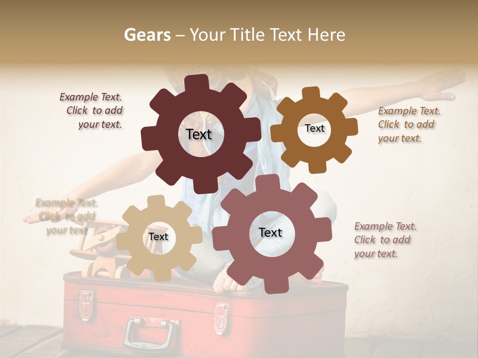 A Little Girl Sitting On Top Of A Suitcase PowerPoint Template