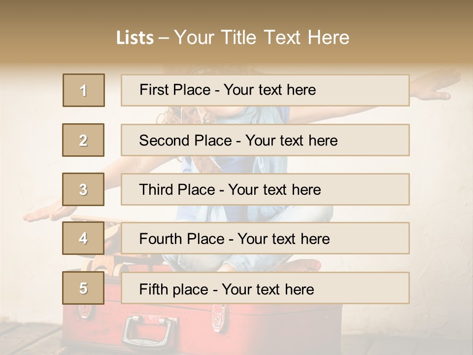 A Little Girl Sitting On Top Of A Suitcase PowerPoint Template