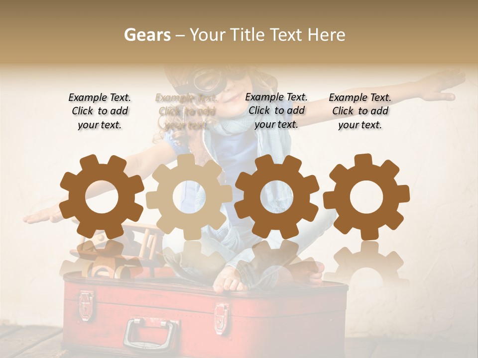 A Little Girl Sitting On Top Of A Suitcase PowerPoint Template