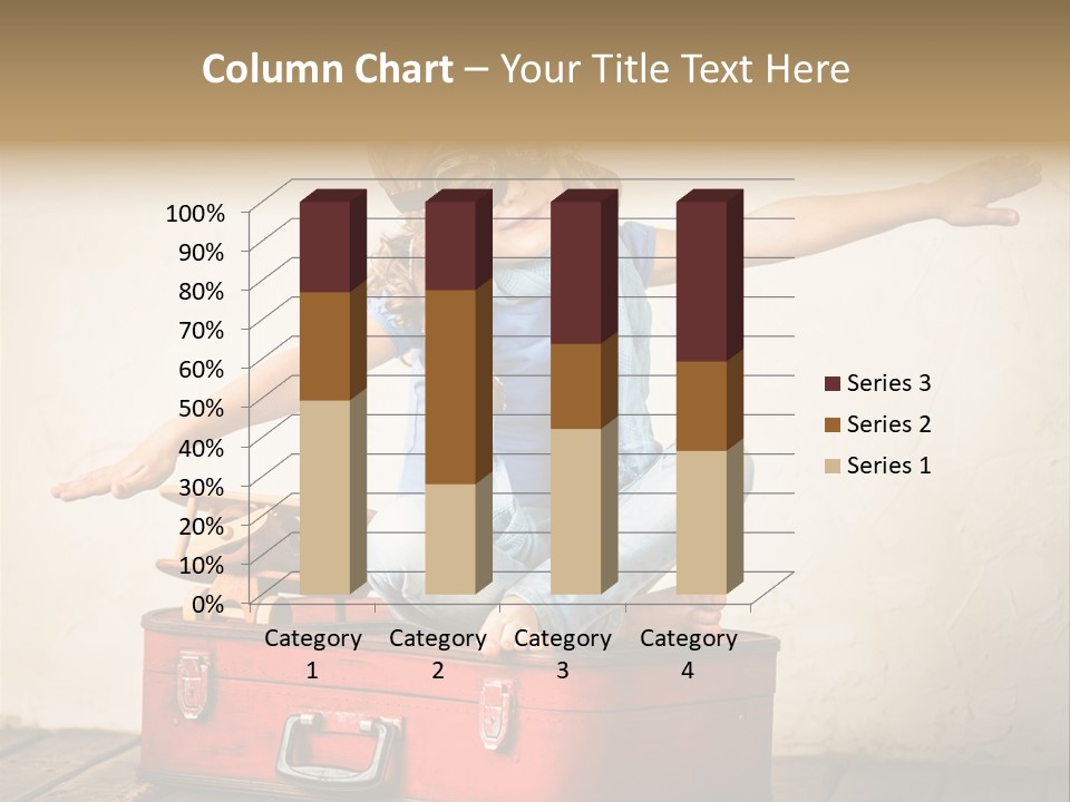 A Little Girl Sitting On Top Of A Suitcase PowerPoint Template