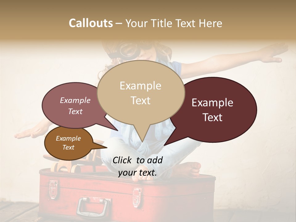 A Little Girl Sitting On Top Of A Suitcase PowerPoint Template