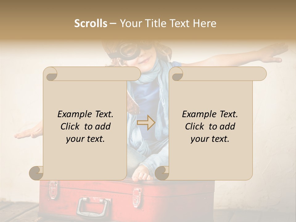 A Little Girl Sitting On Top Of A Suitcase PowerPoint Template