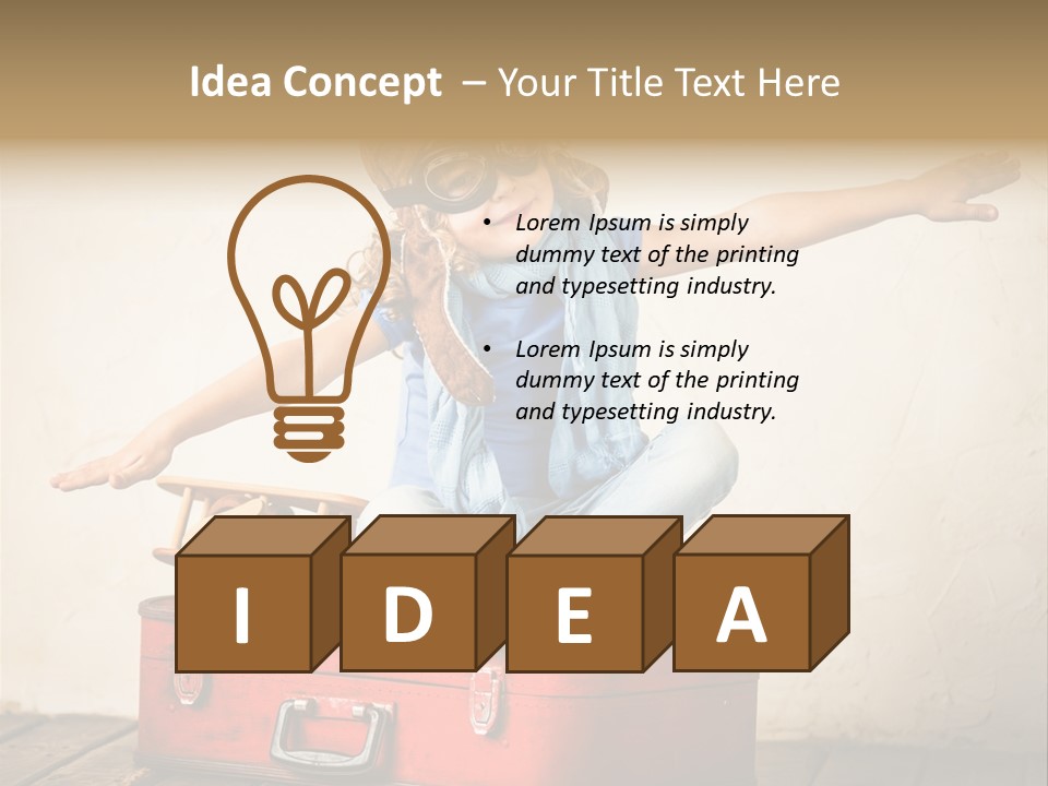 A Little Girl Sitting On Top Of A Suitcase PowerPoint Template