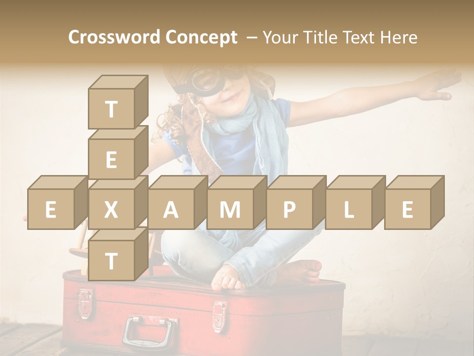 A Little Girl Sitting On Top Of A Suitcase PowerPoint Template