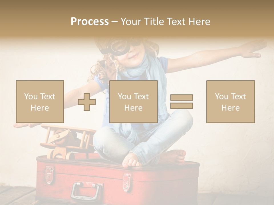 A Little Girl Sitting On Top Of A Suitcase PowerPoint Template