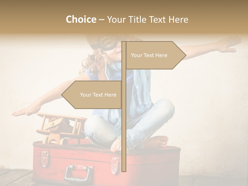 A Little Girl Sitting On Top Of A Suitcase PowerPoint Template