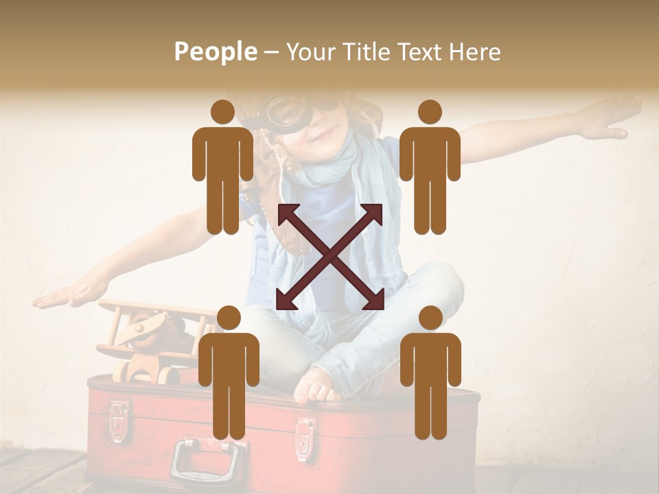 A Little Girl Sitting On Top Of A Suitcase PowerPoint Template