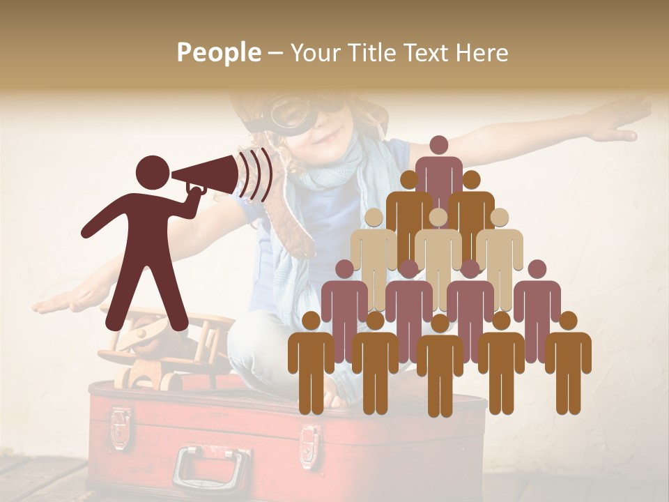 A Little Girl Sitting On Top Of A Suitcase PowerPoint Template