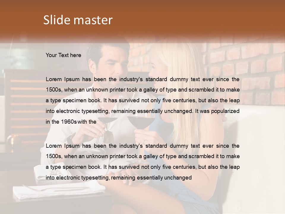 A Man And Woman Sitting At A Table Drinking Wine PowerPoint Template