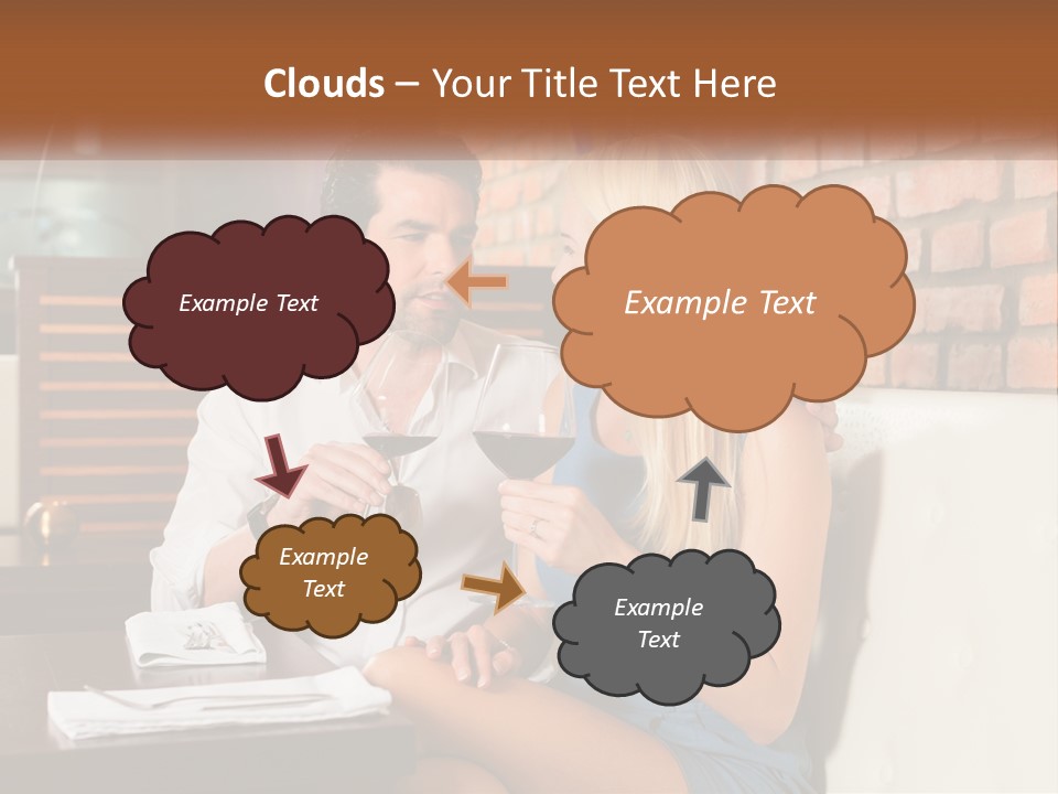 A Man And Woman Sitting At A Table Drinking Wine PowerPoint Template
