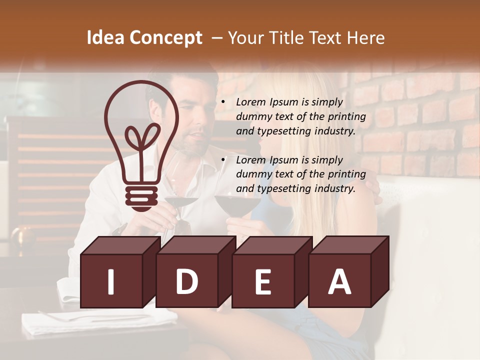 A Man And Woman Sitting At A Table Drinking Wine PowerPoint Template