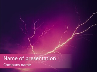 A Purple And Black Background With Lightning PowerPoint Template