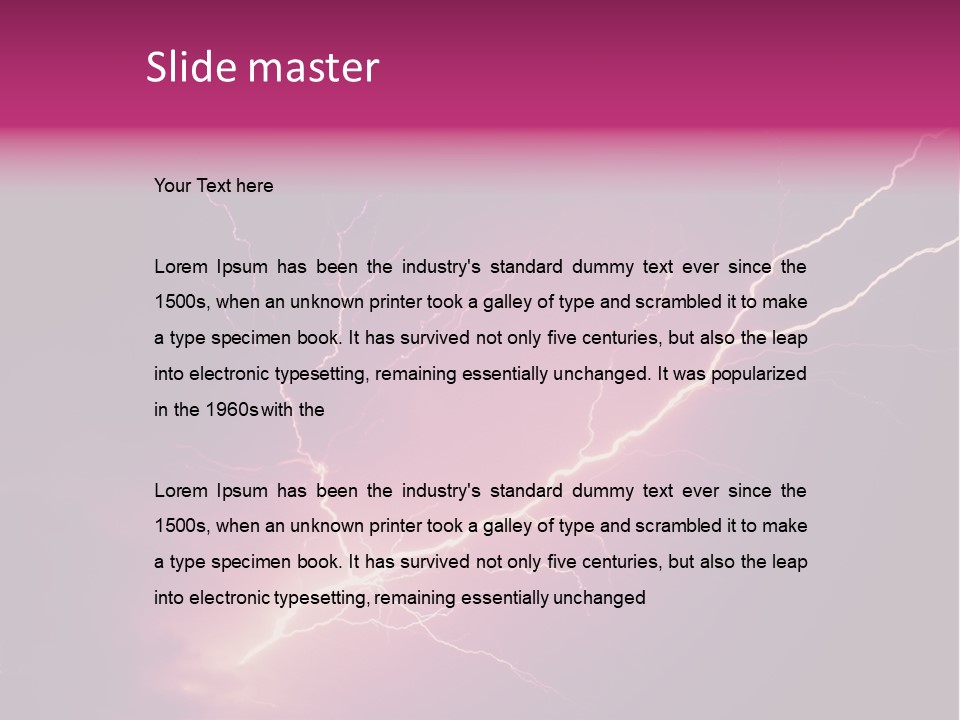 A Purple And Black Background With Lightning PowerPoint Template