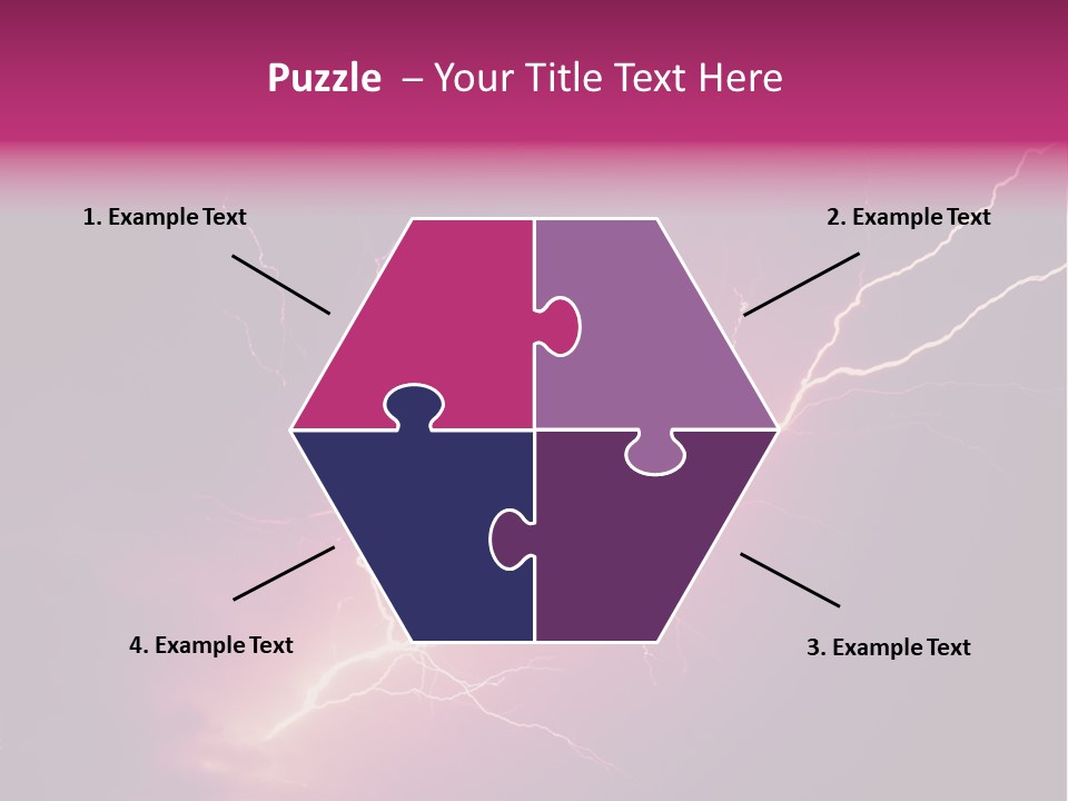 A Purple And Black Background With Lightning PowerPoint Template