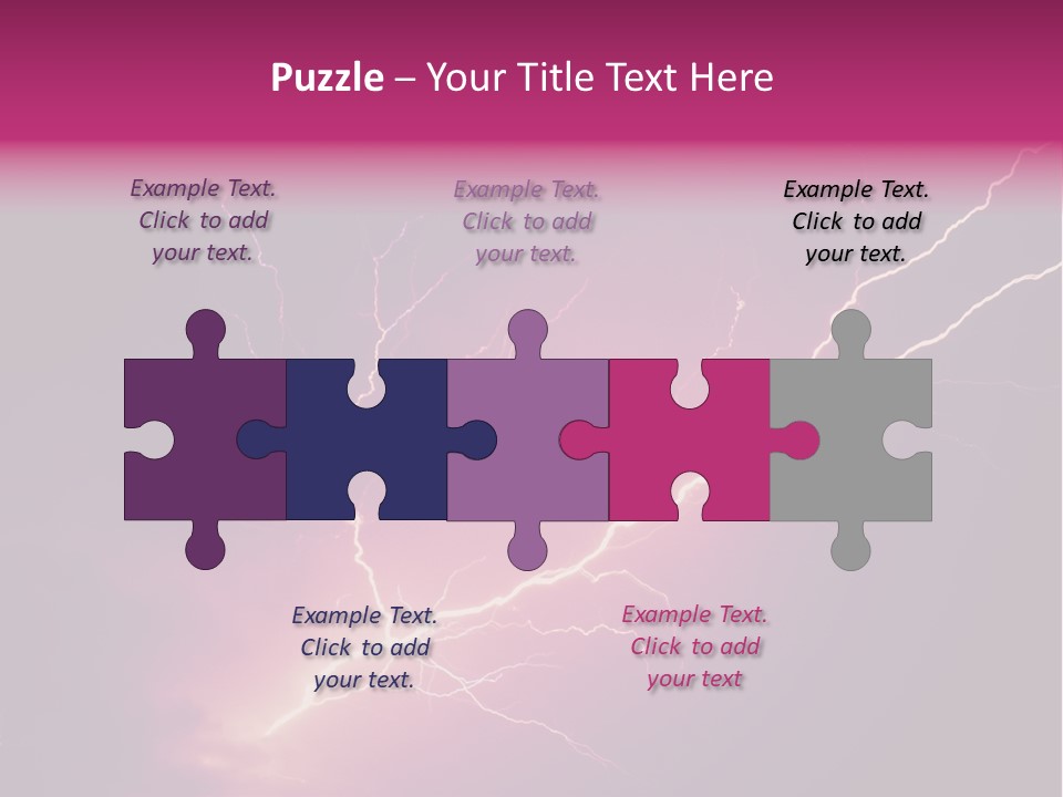 A Purple And Black Background With Lightning PowerPoint Template