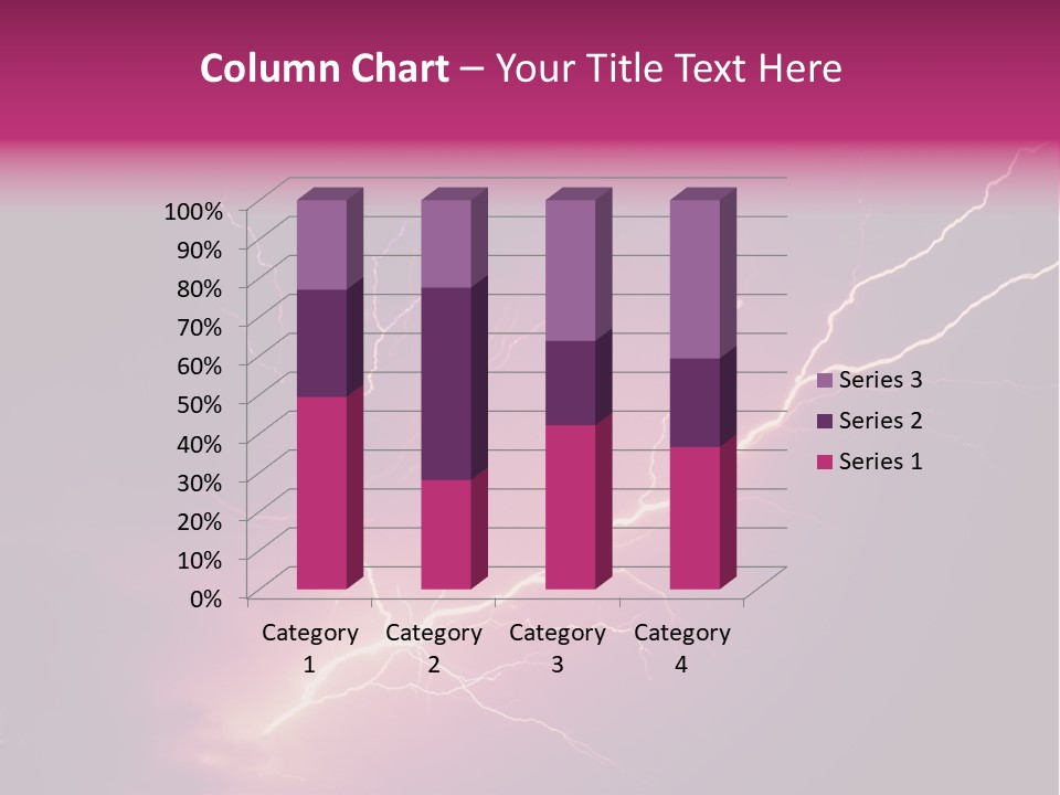 A Purple And Black Background With Lightning PowerPoint Template