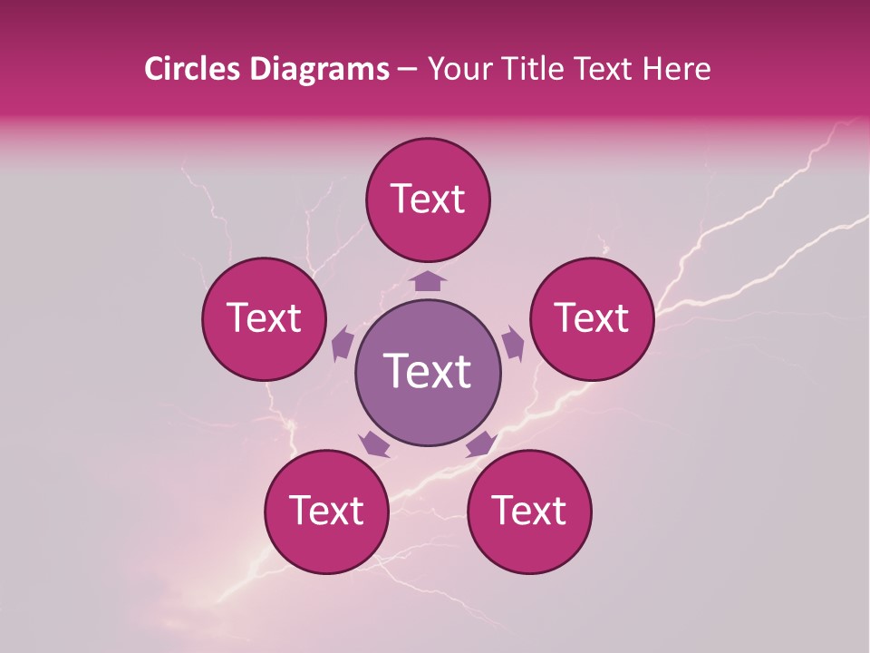 A Purple And Black Background With Lightning PowerPoint Template