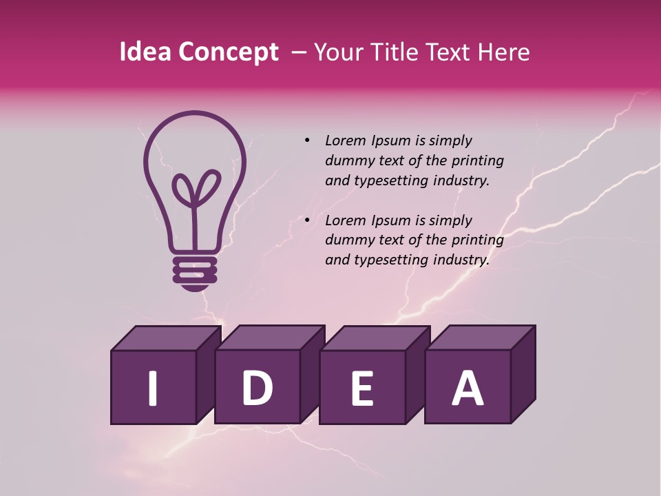 A Purple And Black Background With Lightning PowerPoint Template