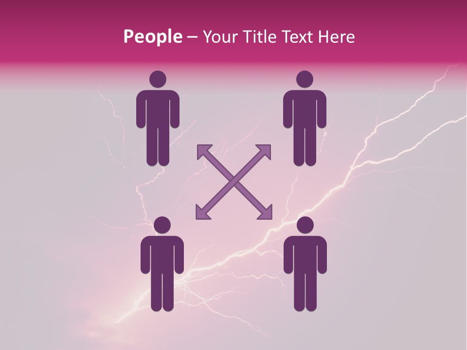 A Purple And Black Background With Lightning PowerPoint Template