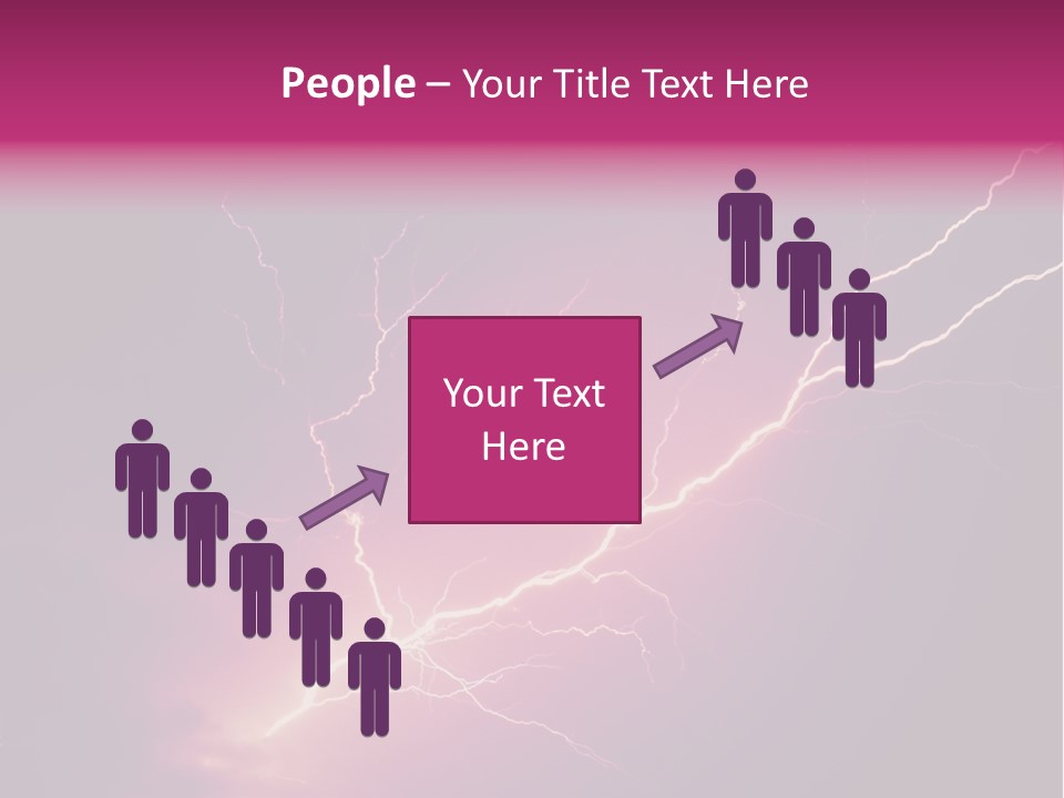 A Purple And Black Background With Lightning PowerPoint Template