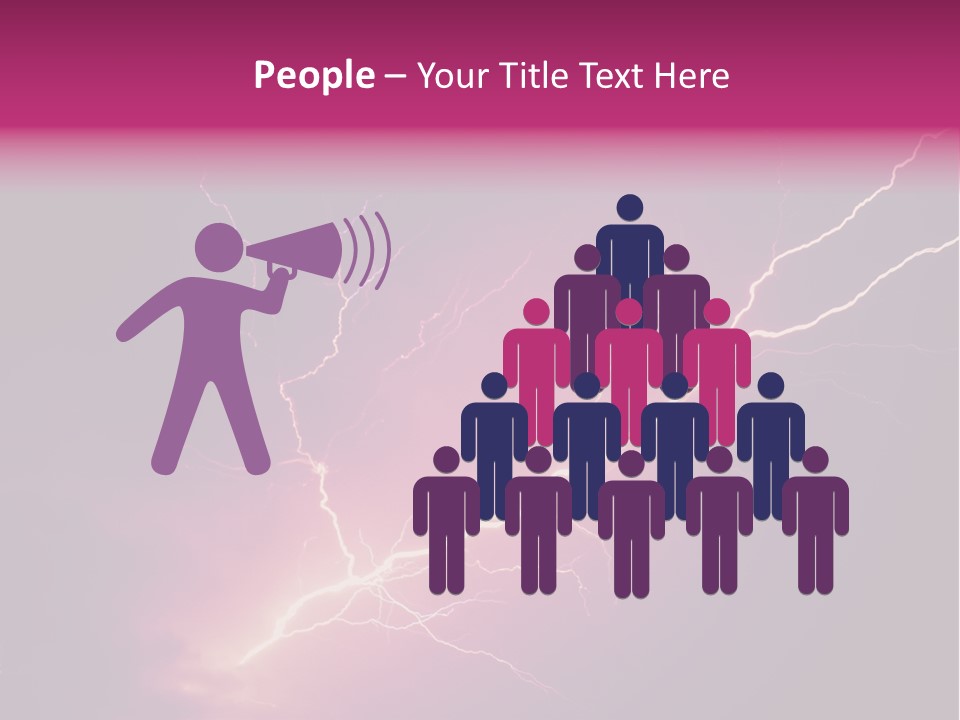 A Purple And Black Background With Lightning PowerPoint Template