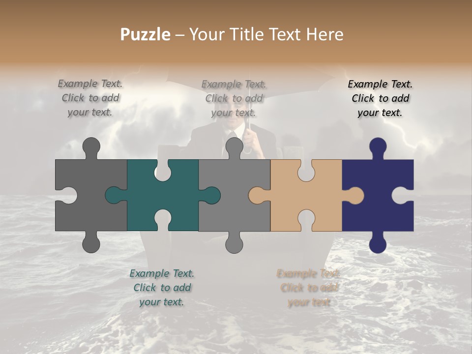 A Man Sitting In A Chair With An Umbrella Over His Head PowerPoint Template