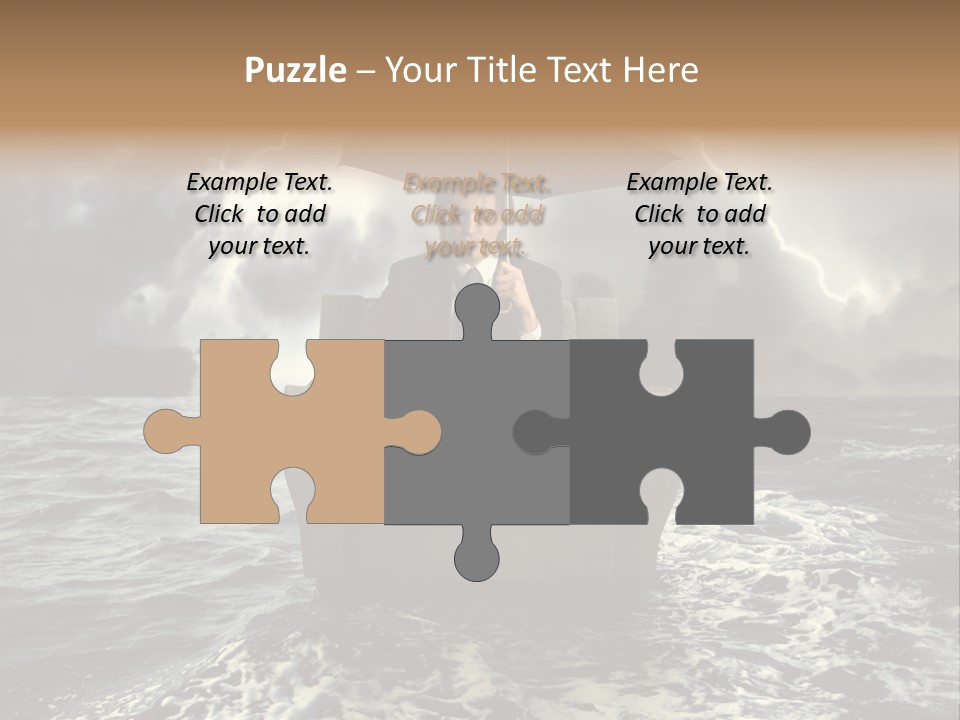 A Man Sitting In A Chair With An Umbrella Over His Head PowerPoint Template