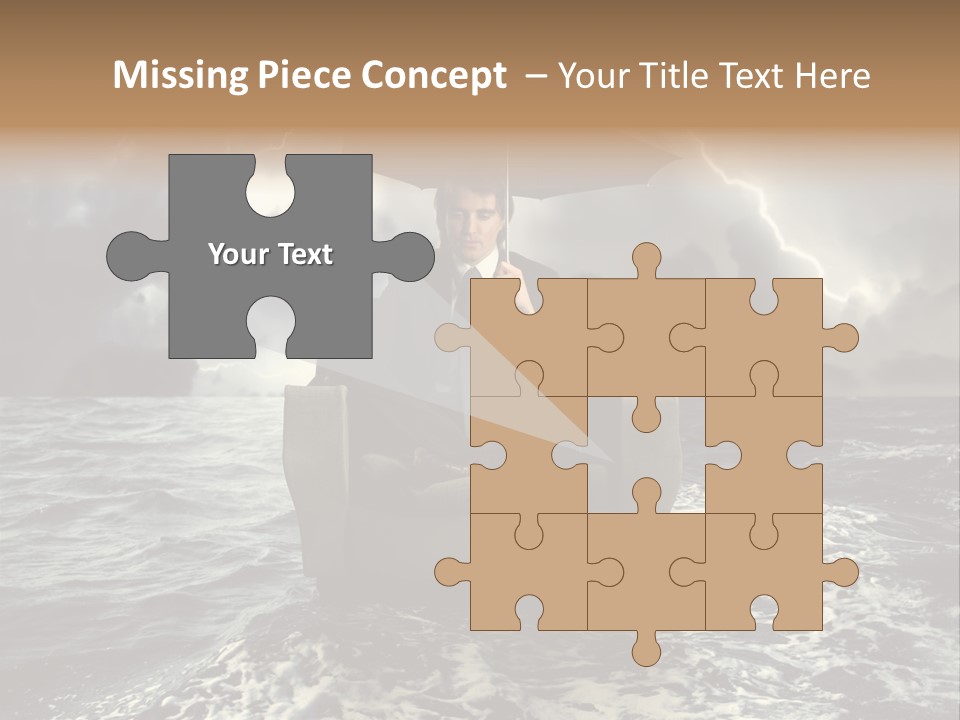 A Man Sitting In A Chair With An Umbrella Over His Head PowerPoint Template