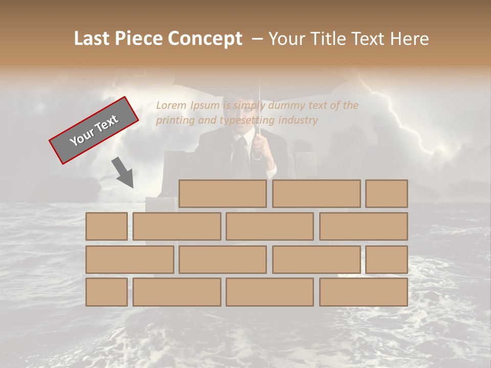 A Man Sitting In A Chair With An Umbrella Over His Head PowerPoint Template