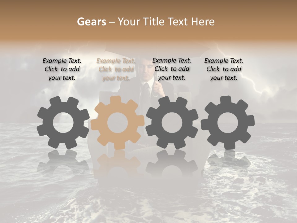 A Man Sitting In A Chair With An Umbrella Over His Head PowerPoint Template