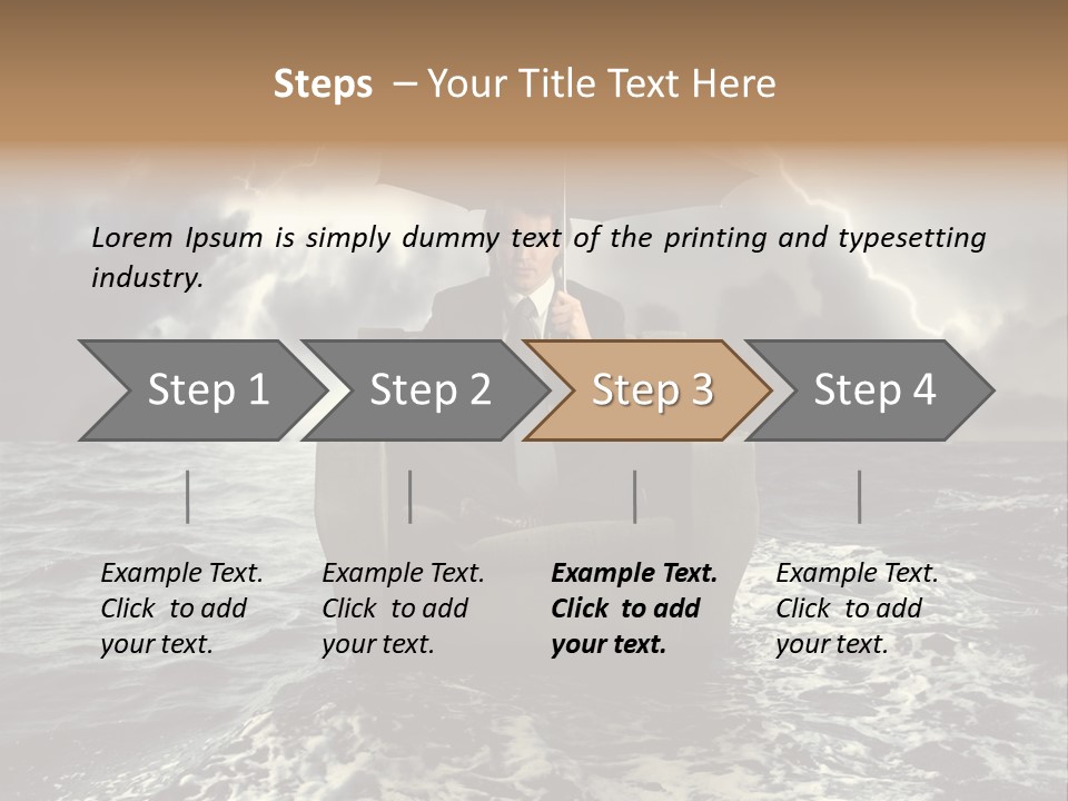 A Man Sitting In A Chair With An Umbrella Over His Head PowerPoint Template