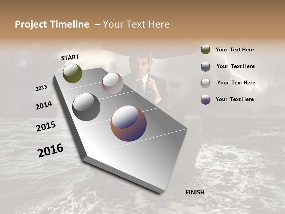 A Man Sitting In A Chair With An Umbrella Over His Head PowerPoint Template